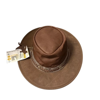 Barmah Dark Brown Kangaroo Leather Hat - Size M