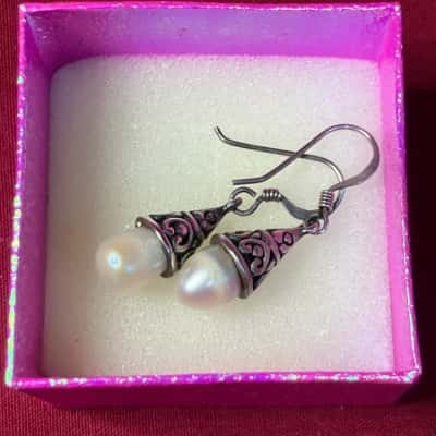  Women's Earrings 925 Silver Pearl Earrings