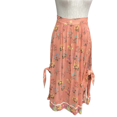 Spell & The Gypsy Collective Skirt with Slits on Both Sides  Size XS Floral / Apricot 