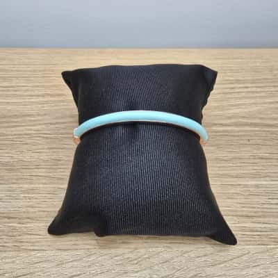 Mimco Rose Gold Tone & Aqua Coloured Hinge Bangle 