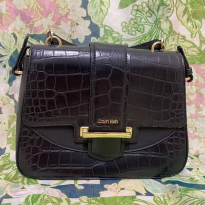 Calvin Klein Womens Handbag Black Croc