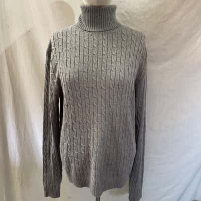 Perri Cutten  Size L Turtleneck Jumper Grey 