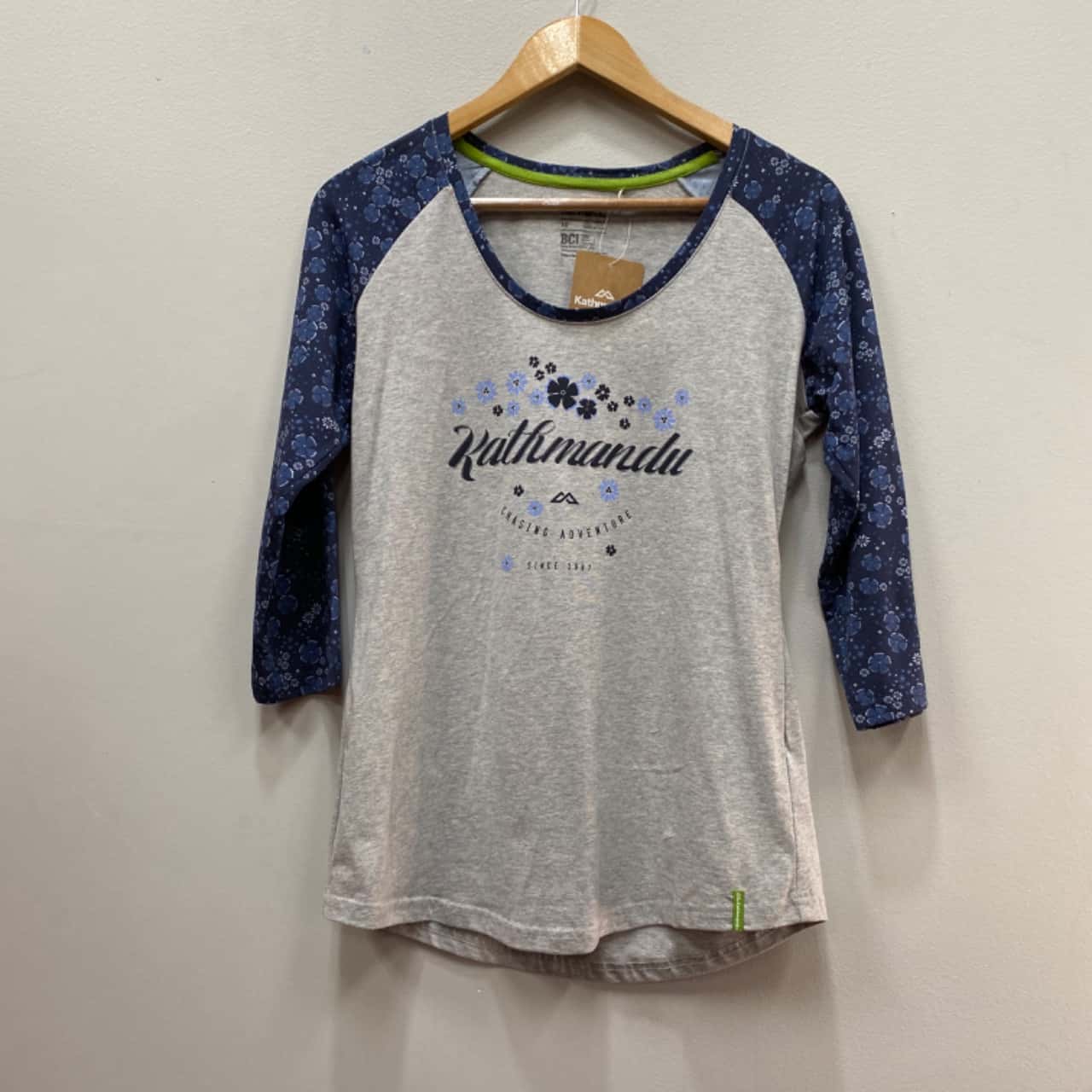 kathmandu-womens-size-10-3-4-sleeve-t-shirts-blue-floral-grey-s