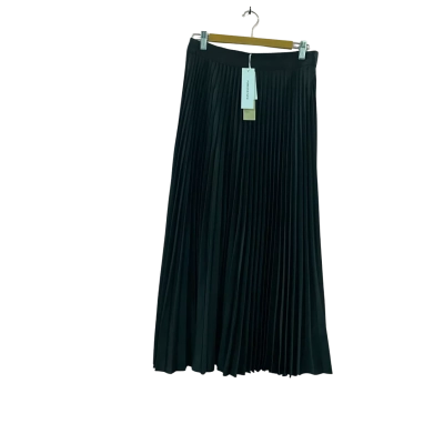 Forever New Estelle Satin Pleated Maxi Skirt Size 10 Black  