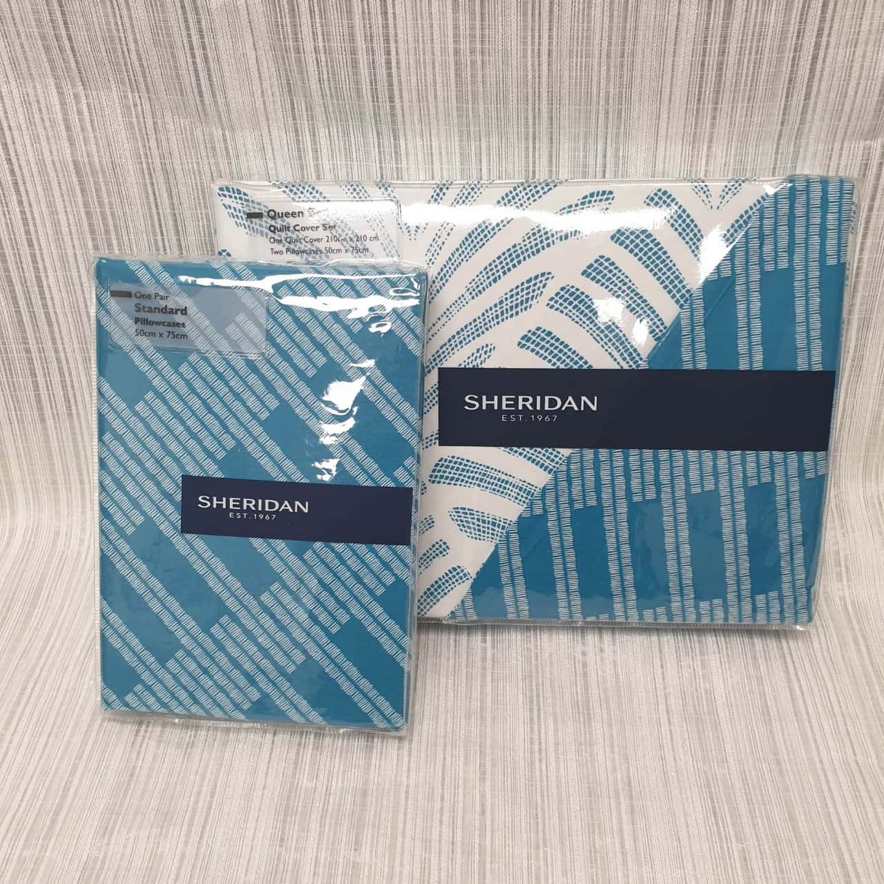 Stunning Sheridan Sea Green Queen Quilt Cover Set Plus 2 Extra