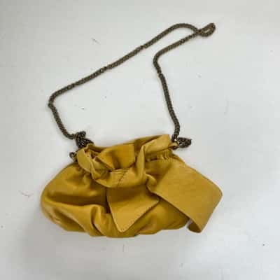 Manzoni Yellow Leather Clutch Handbag 