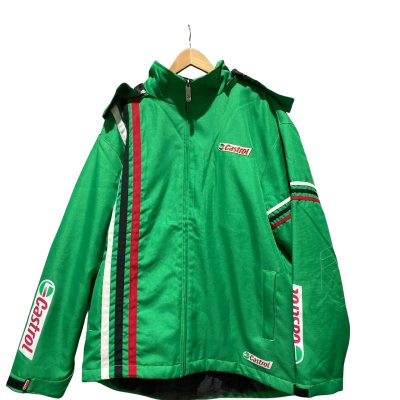Retro Castrol Racing  2012 Mens  Size XXL Front Zipper Hood Performance Jacket Black  / Green / Red / White 