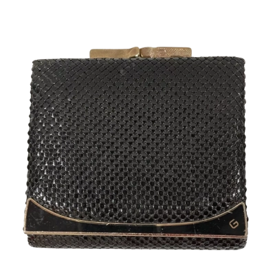 Glomesh Womens Purse/Wallet Black & Gold Bifold with Coin Compartment & Guarantee Card