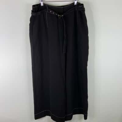 Veronika Maine Wide-Leg Flow Pants – Size 18 – Silver Buckle Detail