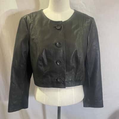 Forever New Size 12 Genuine Leather Jacket Black  