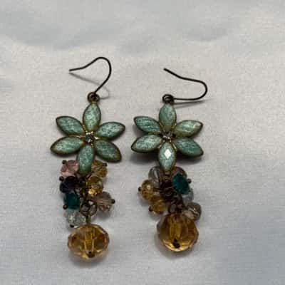  Womens Super Cute Green Glitter Earrings