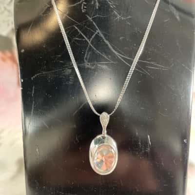 Silver Coloured Pendant with Large Clear Centrepiece 
