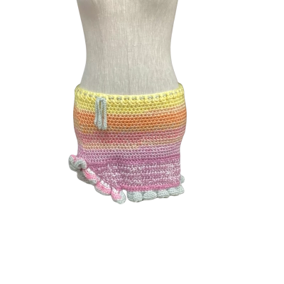  Hand Crafted Crocheted  Size S Mini Skirt Multicoloured 