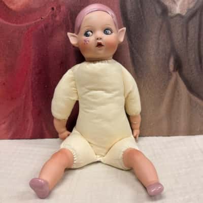 Kay McKee Bell Ceramics Pixie Elf Porcelain Doll.  Stamped 1986