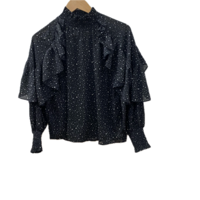 Maje Womens Top Size 2 Black with White stars