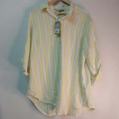 Katies Womens  Size 16 Button Up Top Striped / Yellow 