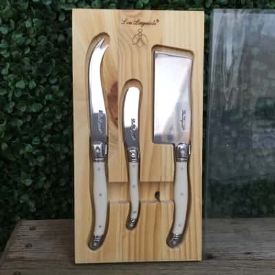 Lou Laguiole ivory 3 piece cheese set with Cleaver