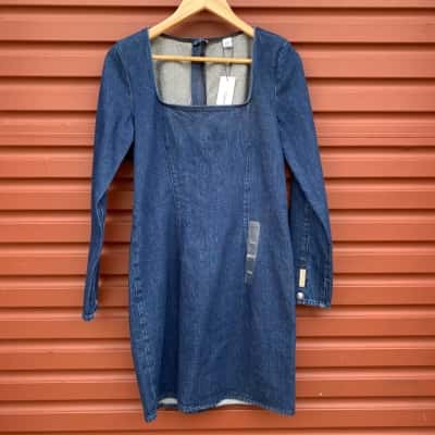 Calvin Klein Womens Size M Blue Denim Dress 