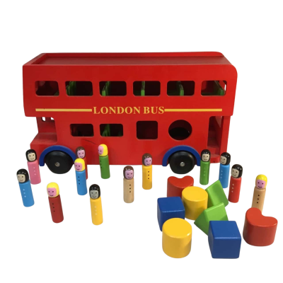 Wooden London Bus, Figures and Shapes as pictured