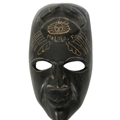 Fiji Tribal Black Mask Hand Carved