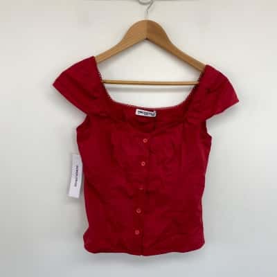 Princess Polly Red Transcendence Button Up Top  Size 8 