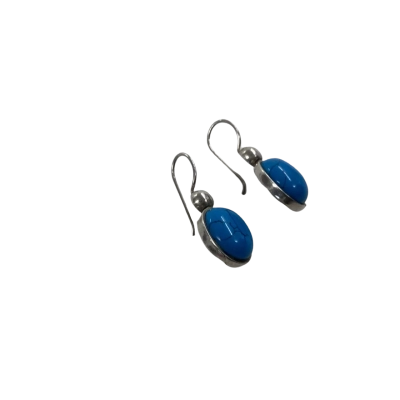 Sterling Silver Turquoise-Style Oval Drop Earrings 