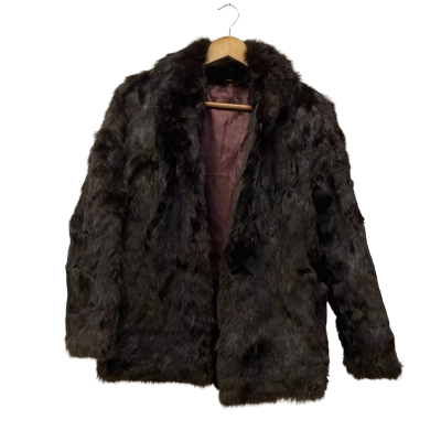  Womens  100% French rabbit fur Size 8 Fur Coat Brown 