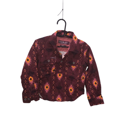  Kids Ringer Western Maroon Top Size 2 