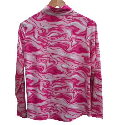 Women's IBKUL Size M Pink / White Swirl Print Pattern Golf/Tennis Long Sleeve Top