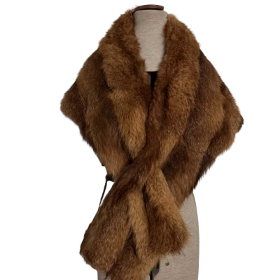  Womens Vintage Fur Stole Size One Size Beige / Brown 