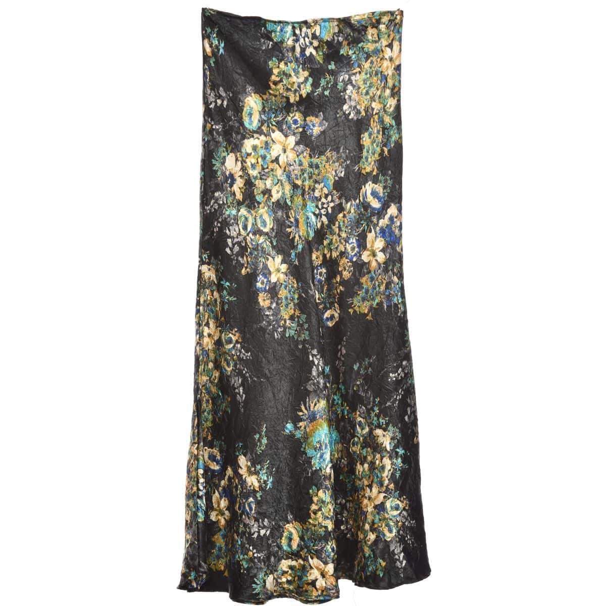 Mimi Chica Women's Size L Satin Maxi Skirt Black with Multicoloured ...