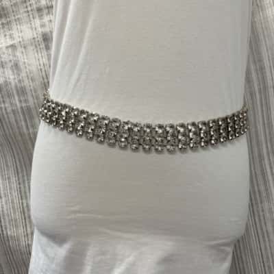  Womens  Silver Sparkly diamanté Size One Size Belt