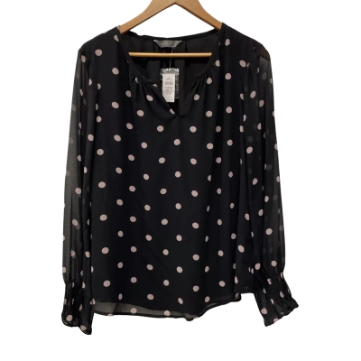 Jacqui-E Womens  Size 16 Long Sleeve Top Black  / Pink  / Polka Dot 