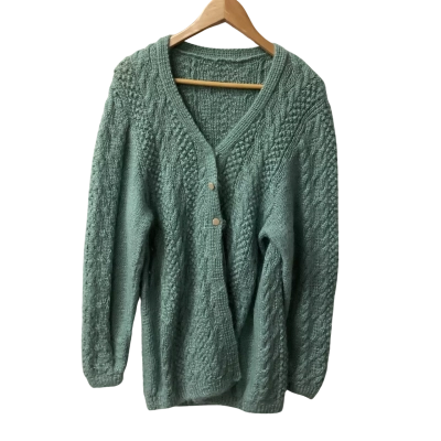  Womens Cardigan Green Handknitted Wool K