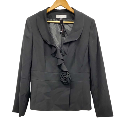 Tahari Black Frill Trim Blazer Size 10