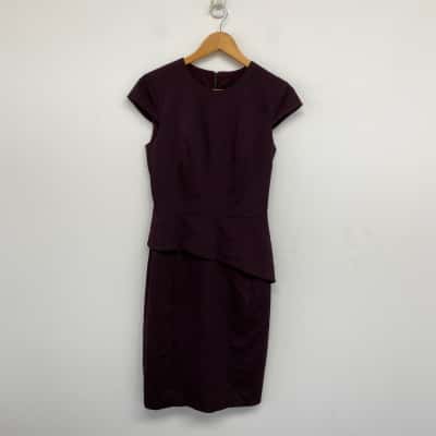 Cue Purple Short Sleeve Office Mini Dress  Size 8 