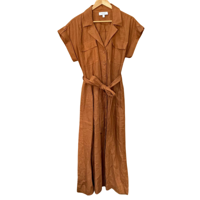 Witchery Copper Brown Linen Shirt Dress Size 12