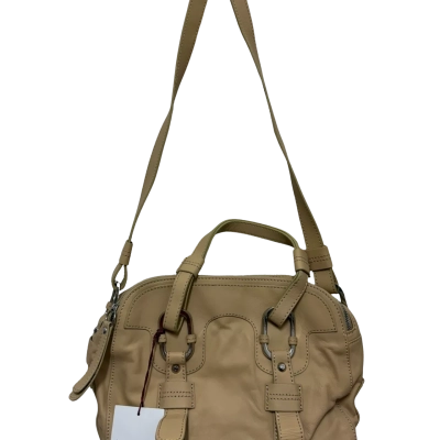 Genuine Leather Luana Handbag - Beige/Tan (RRP $529)
