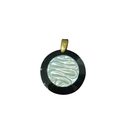  SALE Black Glass & Shell Pendant