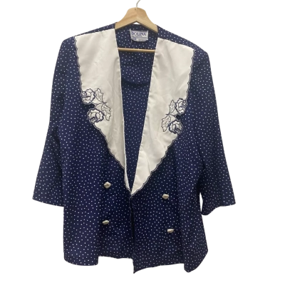 Dolina Vintage Womens  Size 18 Top Navy Blue / Polka Dot 