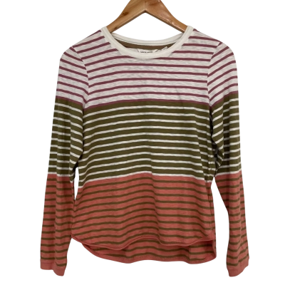  White Stuff Clara Green Multicoloured Stripe Long Sleeve Tee Size 8