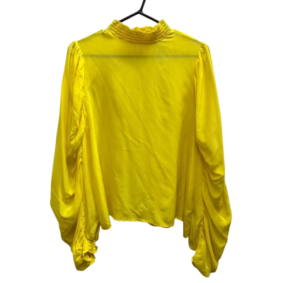 MA Dainty Size 10 100% Silk Yellow Long Sleeve Blouse with Shirred Detail