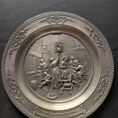Vintage German WMF Zinn Pewter Decorative Wall Plate