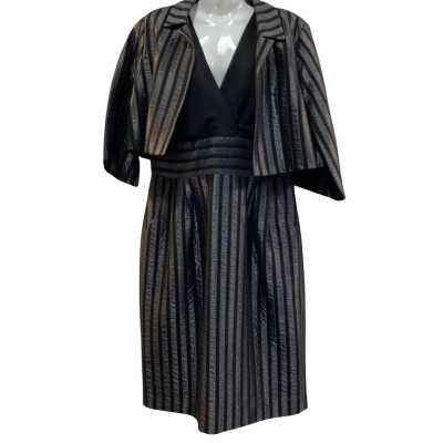 Geoff Bade Womens  Size 14 Sleeveless dress and blazer set Black  / Grey RRP $435