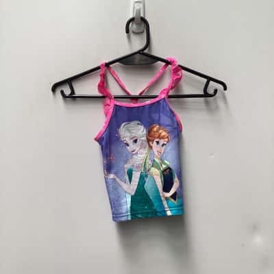 Disney Frozen Anna and Elsa Kids Size 5 2 piece Swimwear Blue / Pink  
