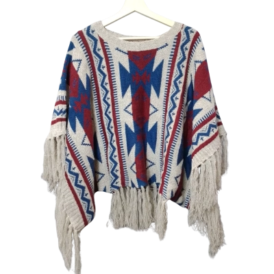 JunkClothing Women's One Size Blue / Grey / Red Poncho 