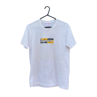 Mens Supreme Size M Short Sleeve T-shirt White / Black  / Grey / Pattern / Yellow 