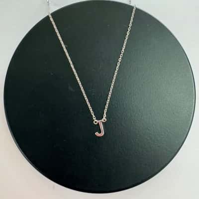925 Sterling Silver J Initial Pendant Necklace 