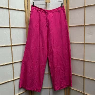  GOODMATCH Women's  Size M High Waisted Pants / Wide Leg Pants Pink Made in Italy  RRP: $119.00