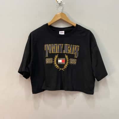 Tommy Jeans Womens  Size M Cropped Top Black  